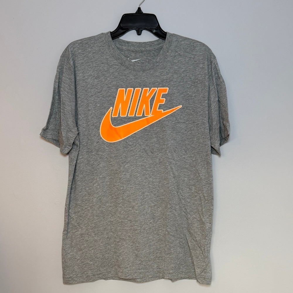 Nike Mens Slim Fit Graphic Logo T-Shirt Grey Orange 577664-065 XL